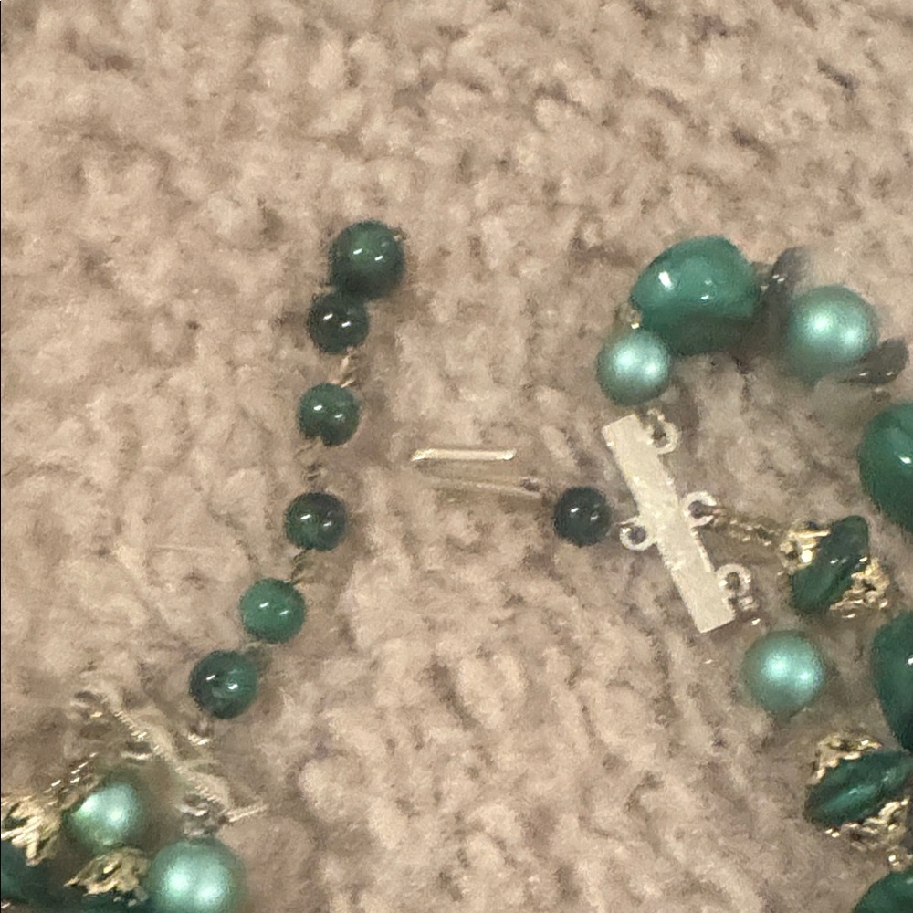 Source Unknown Emerald And Teal Beaded Necklace - image 2